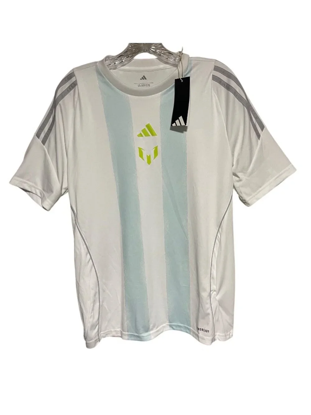 Adidas Messi Kids Training Jersey XL 15/16 White & Almost Blue Soccer Shirt